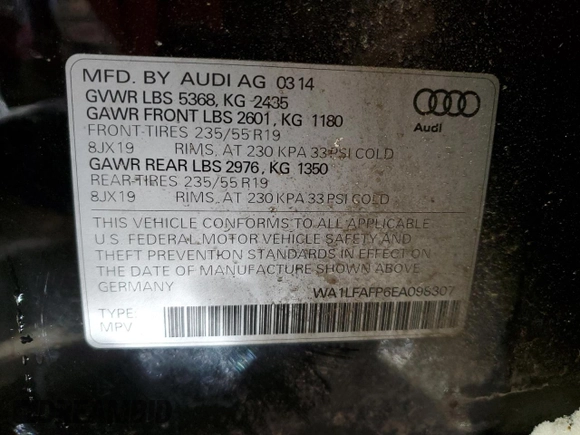 2014 Audi Q5 Premium Plus with VIN WA1LFAFP6EA098307, listed as a Copart auction lot 45463905 with Not provided miles and Salvage title. Bid and sale history available at DreamBid. Image 13.