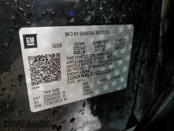 2018 GMC Acadia Denali z VIN 1GKKNXLS3JZ211307, wystawiony jako Copart lot #43384845 z przebiegiem 172 858 mil mil oraz Szkoda całkowita • Salvage title. Historia ofert i sprzedaży dostępna na DreamBid. Obrazek 14.