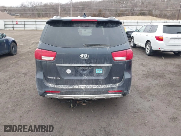 2016 Kia Sedona SX-L with VIN KNDME5C13G6112674, listed as a IAAI auction lot 41711275 with 154,337 mi miles and . Bid and sale history available at carsss.com. Image 16.