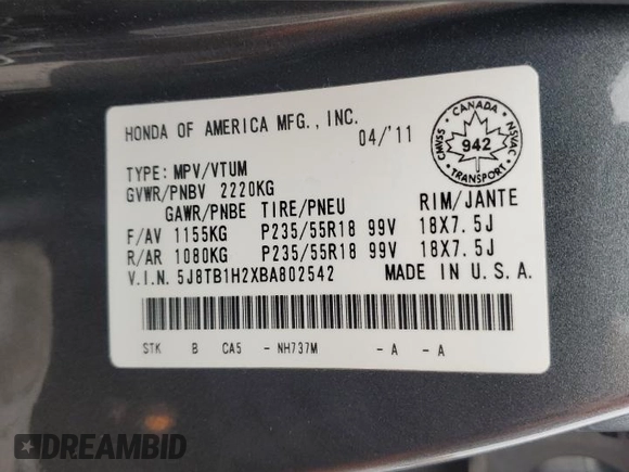 2011 Acura RDX z VIN 5J8TB1H2XBA802542, wystawiony jako Copart lot #46857205 z przebiegiem 204 218 mil mil oraz Czysty tytuł • Clean title. Historia ofert i sprzedaży dostępna na DreamBid. Obrazek 13.