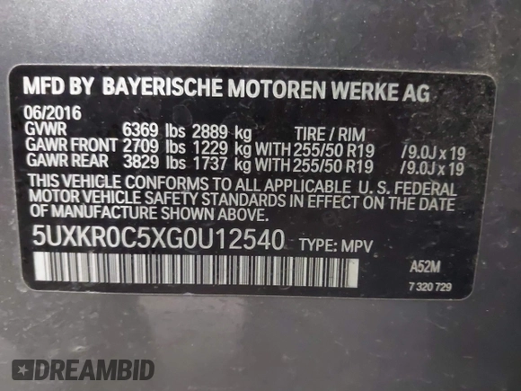 2016 BMW X5 xDrive35i z VIN 5UXKR0C5XG0U12540, wystawiony jako IAAI lot #41179965 z przebiegiem 75 997 mil mil oraz . Historia ofert i sprzedaży dostępna na DreamBid. Obrazek 9.