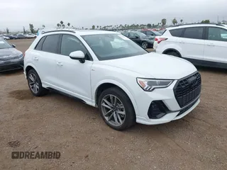 2023 Audi Q3 S line Premium with VIN WA1DECF37P1138834, listed as a IAAI auction lot 42414225 with 98,759 mi miles and . Bid and sale history available at DreamBid. Image 1.