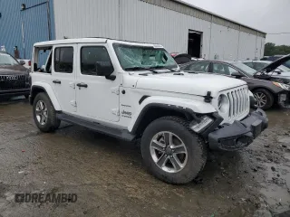 2019 Jeep Wrangler Unlimited Sahara with VIN 1C4HJXEN9KW691364, listed as a Copart auction lot 60405835 with 17,469 mi miles and Salvage title. Bid and sale history available at DreamBid. Image 4.