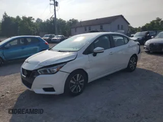 2021 Nissan Versa SV with VIN 3N1CN8EV0ML878153, listed as a Copart auction lot 59637955 with 76,673 mi miles and Salvage title. Bid and sale history available at DreamBid. Image 1.