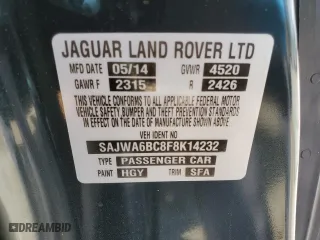 2015 Jaguar F-TYPE V6 S with VIN SAJWA6BC8F8K14232, listed as a Copart auction lot 52174245 with 64,852 mi miles and Salvage Title. Bid and sale history available at carsss.com. Image 13.