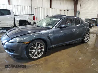 2008 Mazda RX-8 40th Anniversary with VIN JM1FE173680215492, listed as a Copart auction lot 48567335 with 87,123 mi miles and Salvage Title. Bid and sale history available at carsss.com. Image 1.