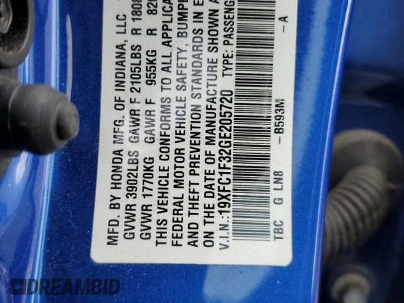 2016 Honda Civic Sedan EX-T with VIN 19XFC1F32GE205720, listed as a Copart auction lot 50694035 with 103,679 mi miles and Salvage Title. Bid and sale history available at carsss.com. Image 12.