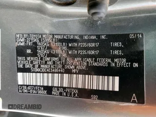 2014 Toyota Sienna LE AAS with VIN 5TDKK3DC4ES486440, listed as a Copart auction lot 62010355 with 401,453 mi miles and Salvage title. Bid and sale history available at DreamBid. Image 13.