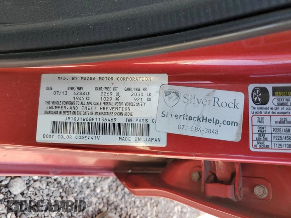 2014 Mazda 6 i Grand Touring with VIN JM1GJ1W68E1136469, listed as a Copart auction lot 49072885 with Not Provided miles and Salvage Title. Bid and sale history available at carsss.com. Image 12.