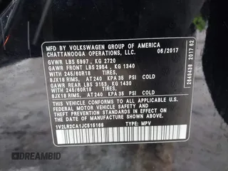 2018 Volkswagen Atlas SE z VIN 1V2LR2CA1JC515168, wystawiony jako IAAI lot #42024499 z przebiegiem 112 558 mil mil oraz . Historia ofert i sprzedaży dostępna na DreamBid. Obrazek 9.