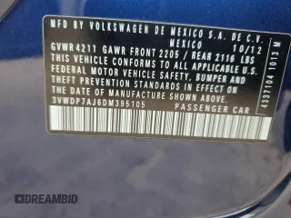 2013 Volkswagen Jetta SE z VIN 3VWDP7AJ6DM395105, wystawiony jako Copart lot #51774465 z przebiegiem 163 342 mil mil oraz Szkoda całkowita • Salvage title. Historia ofert i sprzedaży dostępna na DreamBid. Obrazek 13.