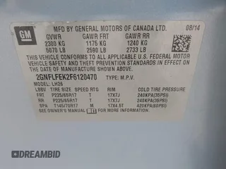 2015 Chevrolet Equinox LT with VIN 2GNFLFEK2F6120470, listed as a IAAI auction lot 42080736 with 39,437 mi miles. Bid and sale history available at carsss.com. Image 9.