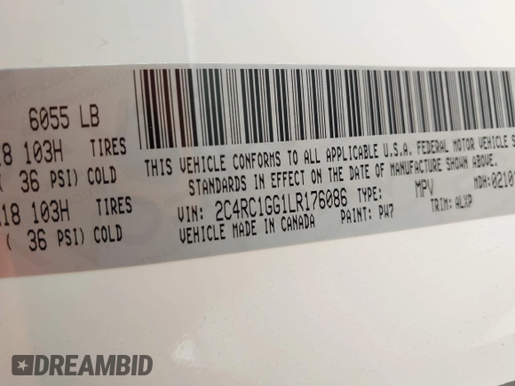 2020 Chrysler Pacifica Limited with VIN 2C4RC1GG1LR176086, listed as a IAAI auction lot 42255135 with 85,334 mi miles and . Bid and sale history available at DreamBid. Image 9.