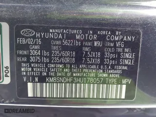 2017 Hyundai Santa Fe XL Luxury with VIN KM8SNDHF3HU178057, listed as a IAAI auction lot 41544921 with 122,431 mi miles. Bid and sale history available at carsss.com. Image 9.