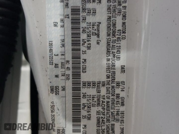 2014 Ford Focus SE with VIN 1FADP3F24EL360648, listed as a Copart auction lot 87112034 with 81,677 mi miles and Salvage Title. Bid and sale history available at carsss.com. Image 12.