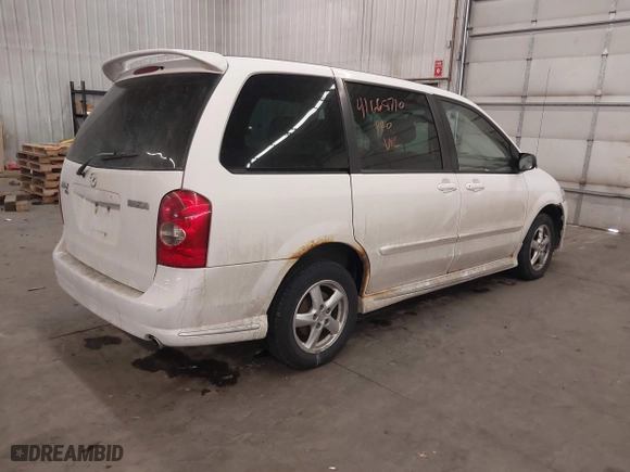 2003 Mazda MPV LX with VIN JM3LW28A930363655, listed as a IAAI auction lot 41668710 with 0 mi miles. Bid and sale history available at carsss.com. Image 4.