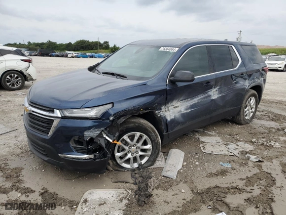 2023 Chevrolet Traverse LS with VIN 1GNERFKW8PJ151860, listed as a Copart auction lot 76364064 with 24,651 mi miles and Salvage Title. Bid and sale history available at carsss.com. Image 1.