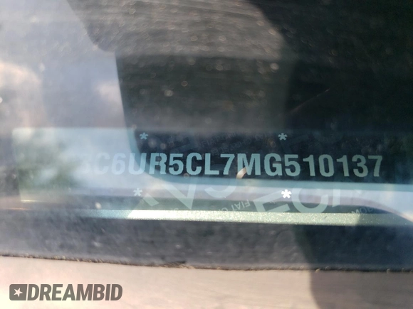 2021 Ram 2500 Tradesman with VIN 3C6UR5CL7MG510137, listed as a Copart auction lot 60991965 with 136,797 mi miles and Salvage title. Bid and sale history available at DreamBid. Image 12.