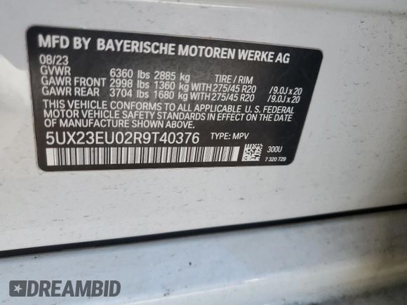 2024 BMW X5 xDrive40i z VIN 5UX23EU02R9T40376, wystawiony jako Copart lot #53941995 z przebiegiem 40 390 mil mil oraz Szkoda całkowita • Salvage title. Historia ofert i sprzedaży dostępna na DreamBid. Obrazek 14.