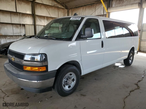 2019 Chevrolet Express Passenger LT with VIN 1GAZGPFG8K1366102, listed as a Copart auction lot 43380245 with 233,267 mi miles and Clean Title. Bid and sale history available at carsss.com. Image 1.