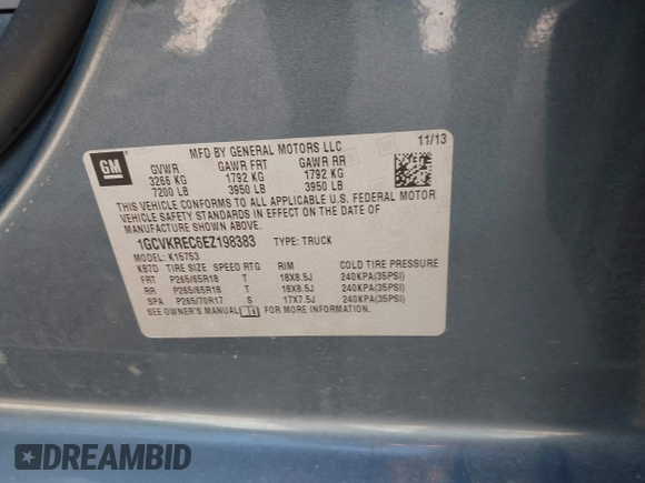 2014 Chevrolet Silverado 1500 LT with VIN 1GCVKREC6EZ198383, listed as a IAAI auction lot 41908087 with 155,422 mi miles and . Bid and sale history available at DreamBid. Image 9.