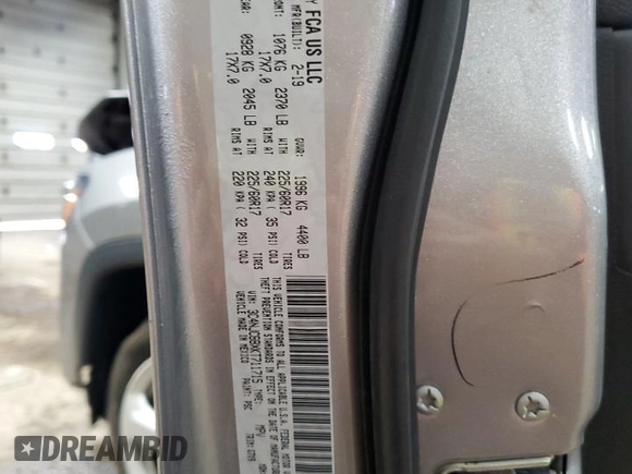 2019 Jeep Compass Latitude with VIN 3C4NJCBBXKT711715, listed as a Copart auction lot 52014415 with 57,527 mi miles and Non Repairable. Bid and sale history available at DreamBid. Image 14.