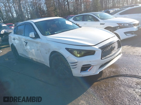 2021 Infiniti Q50 Luxe with VIN JN1EV7BR9MM750333, listed as a IAAI auction lot 41501199 with 79,451 mi miles and . Bid and sale history available at carsss.com. Image 1.