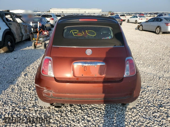 2012 FIAT 500 Pop with VIN 3C3CFFDR5CT209902, listed as a Copart auction lot 71646854 with 0 mi miles and Salvage Title. Bid and sale history available at carsss.com. Image 6.
