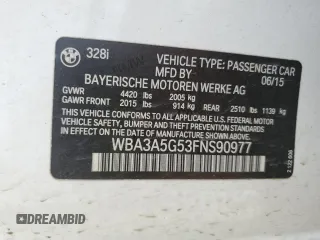 2015 BMW 3 Series 328i z VIN WBA3A5G53FNS90977, wystawiony jako Copart lot #60693435 z przebiegiem 154 136 mil mil oraz Szkoda całkowita • Salvage title. Historia ofert i sprzedaży dostępna na DreamBid. Obrazek 12.