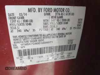 2014 Ford Explorer XLT z VIN 1FM5K7D80EGB99571, wystawiony jako IAAI lot #42559604 z przebiegiem 180 530 mil mil oraz . Historia ofert i sprzedaży dostępna na DreamBid. Obrazek 9.