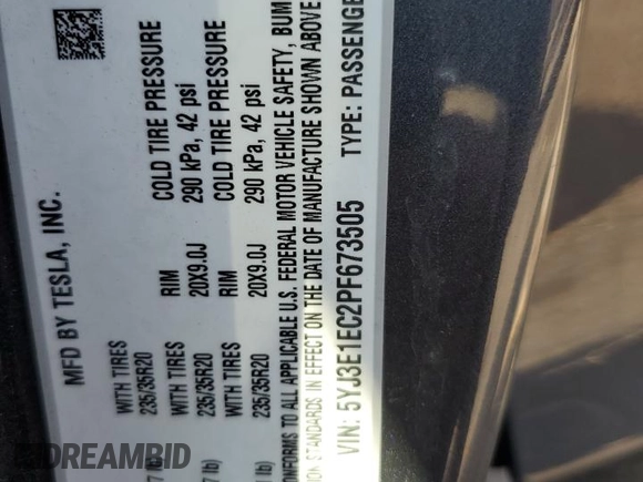 2023 Tesla Model 3 Performance z VIN 5YJ3E1EC2PF673505, wystawiony jako Copart lot #51285665 z przebiegiem 12 019 mil mil oraz Szkoda całkowita • Salvage title. Historia ofert i sprzedaży dostępna na DreamBid. Obrazek 12.