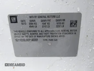 2014 Chevrolet Malibu LT with VIN 1G11E5SL6EF142201, listed as a IAAI auction lot 42112527 with 203,349 mi miles and . Bid and sale history available at DreamBid. Image 9.