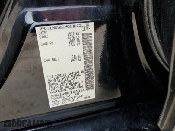 2017 Nissan Altima SL z VIN 1N4AL3AP4HC164084, wystawiony jako Copart lot #59987425 z przebiegiem 51 692 mil mil oraz Szkoda całkowita • Salvage title. Historia ofert i sprzedaży dostępna na DreamBid. Obrazek 12.