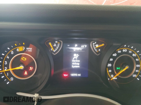 2024 Jeep Wrangler Sport S with VIN 1C4PJXDN5RW210582, listed as a Copart auction lot 47043845 with 18,593 mi miles and Salvage title. Bid and sale history available at DreamBid. Image 9.