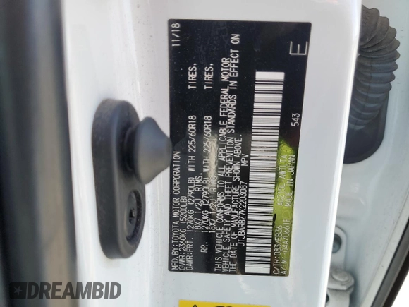 2019 Lexus NX 300 with VIN JTJBARBZ7K2203087, listed as a Copart auction lot 53687095 with 60,454 mi miles and Salvage Title. Bid and sale history available at DreamBid. Image 16.