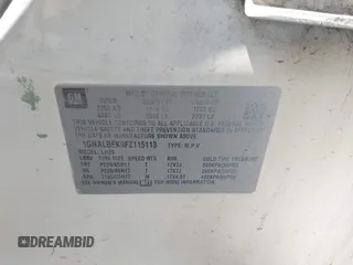 2015 Chevrolet Equinox LT z VIN 1GNALBEK9FZ115113, wystawiony jako IAAI lot #42402174 z przebiegiem 146 666 mil mil oraz . Historia ofert i sprzedaży dostępna na DreamBid. Obrazek 9.