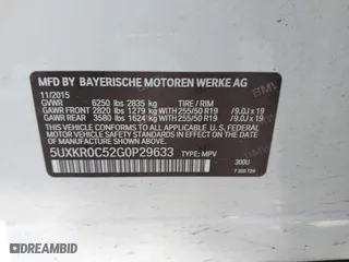 2016 BMW X5 xDrive35i with VIN 5UXKR0C52G0P29633, listed as a IAAI auction lot 41057391 with 176,697 mi miles. Bid and sale history available at carsss.com. Image 9.