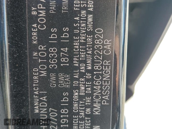 2008 Hyundai Accent GLS with VIN KMHCN46C18U223820, listed as a Copart auction lot 52495035 with 140,690 mi miles and Salvage Title. Bid and sale history available at carsss.com. Image 12.