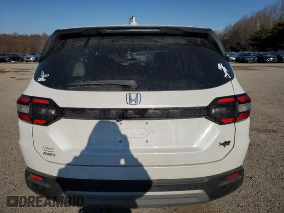 2025 Honda Pilot EX-L with VIN 5FNYG1H49SB016651, listed as a Copart auction lot 43336555 with 0 mi miles and Salvage Title. Bid and sale history available at carsss.com. Image 6.