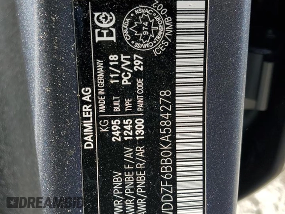 2019 Mercedes-Benz E-Class AMG E 53 with VIN WDDZF6BB0KA584278, listed as a Copart auction lot 54466284 with 54,667 mi miles and Salvage Title. Bid and sale history available at carsss.com. Image 12.