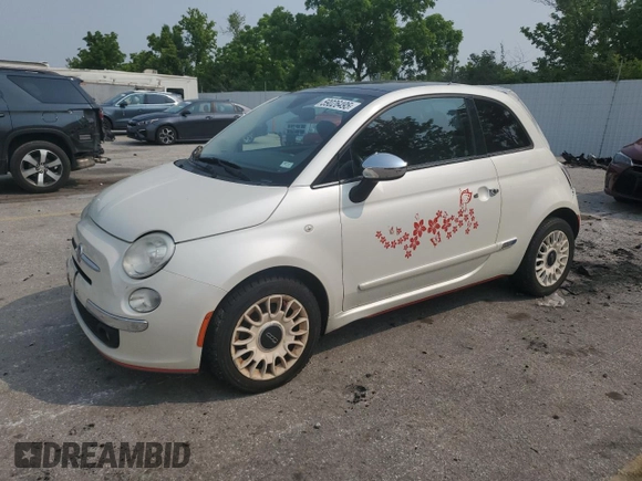 2012 FIAT 500 Lounge with VIN 3C3CFFCR9CT127351, listed as a Copart auction lot 59026495 with 78,147 mi miles and Salvage title. Bid and sale history available at DreamBid. Image 1.