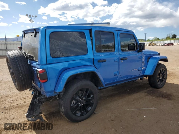 2024 Jeep Wrangler Sahara with VIN 1C4RJXP60RW163829, listed as a Copart auction lot 57182365 with 16,873 mi miles and Salvage title. Bid and sale history available at DreamBid. Image 3.