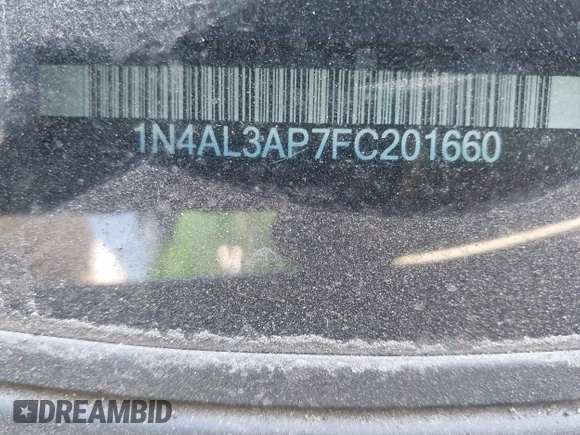 2015 Nissan Altima 2.5 SL with VIN 1N4AL3AP7FC201660, listed as a IAAI auction lot 41345061 with 132,395 mi miles. Bid and sale history available at carsss.com. Image 9.