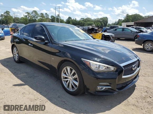 2014 Infiniti Q50 Premium with VIN JN1BV7APXEM670219, listed as a Copart auction lot 62340745 with 155,131 mi miles and Salvage title. Bid and sale history available at DreamBid. Image 4.