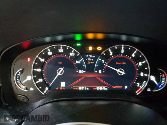 2019 BMW 5 Series 540i xDrive with VIN WBAJE7C55KWW05568, listed as a Copart auction lot 42807505 with 58,611 mi miles and Salvage Title. Bid and sale history available at carsss.com. Image 9.