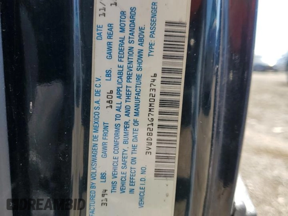 1991 Volkswagen GTI с VIN 3VWDB21G7MM023746, выставлен на аукционе Copart как лот 66414904 с пробегом 105 926 миль миль и На запчасти • Non repairable. История ставок и продаж доступна на DreamBid. Изображение 12.
