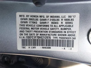 2017 Honda Civic EX-L with VIN 19XFC1F70HE212976, listed as a IAAI auction lot 42083608 with 94,540 mi miles and . Bid and sale history available at DreamBid. Image 9.