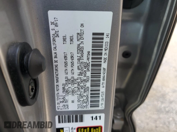 2017 Toyota Tacoma SR5 с VIN 3TMCZ5AN5HM113820, выставлен на аукционе Copart как лот 54549355 с пробегом 114 231 миль миль и Списание • Salvage title. История ставок и продаж доступна на DreamBid. Изображение 12.