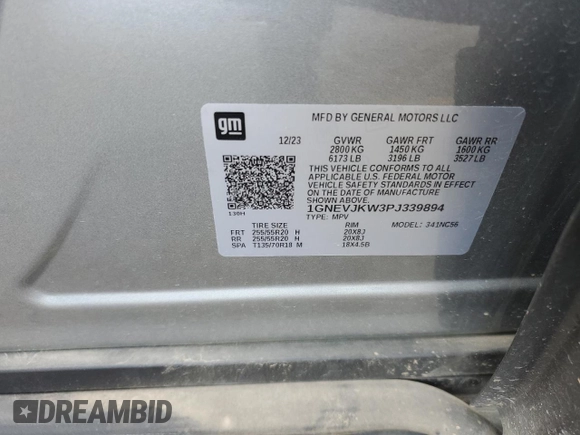 2023 Chevrolet Traverse RS z VIN 1GNEVJKW3PJ339894, wystawiony jako Copart lot #55284345 z przebiegiem 20 737 mil mil oraz Szkoda całkowita • Salvage title. Historia ofert i sprzedaży dostępna na DreamBid. Obrazek 14.