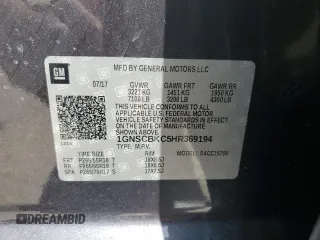 2017 Chevrolet Tahoe LT with VIN 1GNSCBKC5HR369194, listed as a Copart auction lot 55279865 with 84,049 mi miles and Salvage title. Bid and sale history available at DreamBid. Image 13.